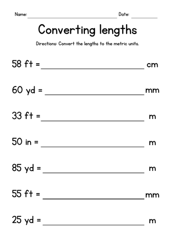 Converting Lengths to Metric Units