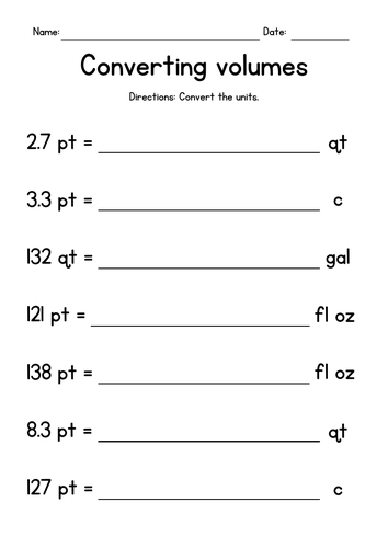 Converting Liquid Volume Units (with decimals)