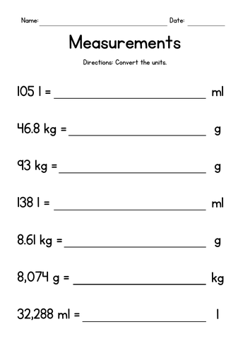 Converting Metric Units (weights, lengths and capacities)