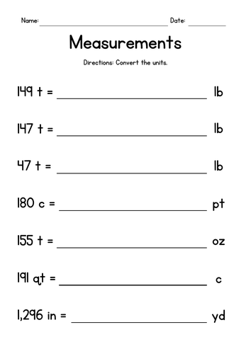 Converting Units of Length, Volume and Weight