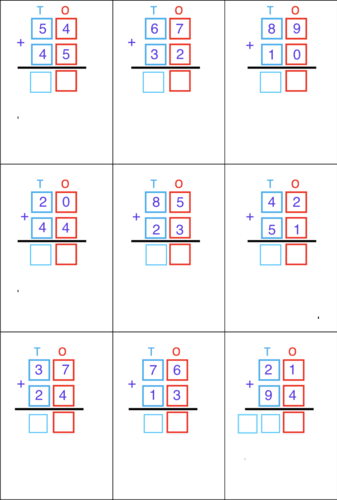 Adding using column method with colour coded boxes | Teaching Resources