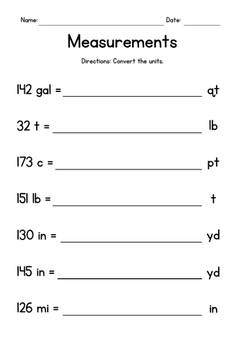 Converting Units of Length, Volume and Weight (with decimals)