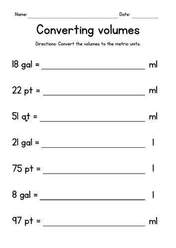 Converting Volume Units to Metric System