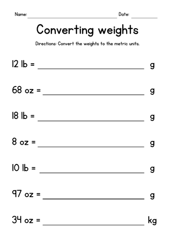 Converting Weights to Metric Units