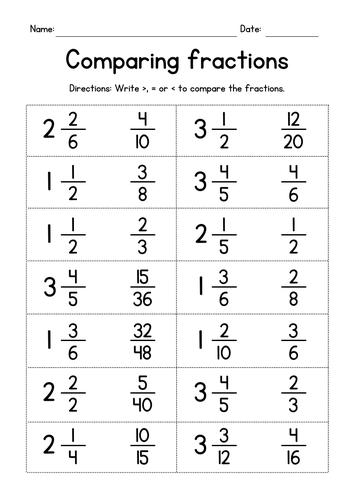 Comparing Fractions and Mixed Numbers