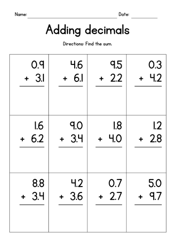 Adding Single-Digit Decimals in Columns