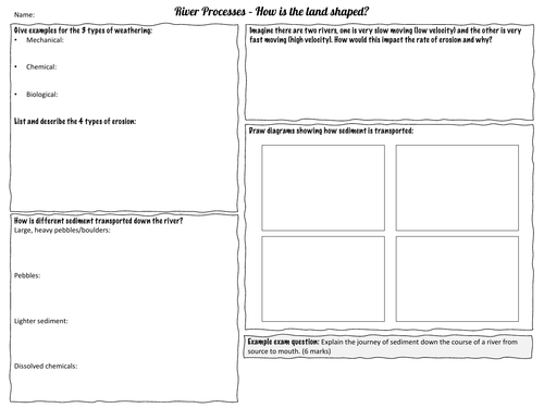 Rivers and Glaciers Revision Worksheet Bundle | Teaching Resources