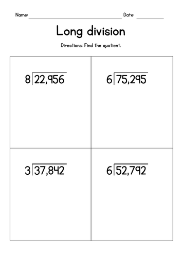Division by 1-Digit Numbers (with remainder)