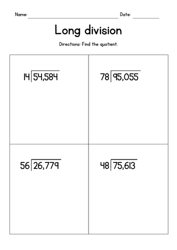 Long Division with 2-Digit Divisors Worksheets