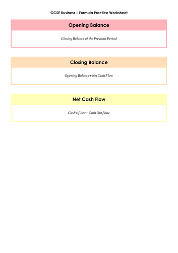 GCSE Business - Cash Flow Forecast Practice | Teaching Resources