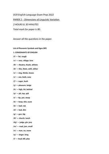 OCR English Language A Level Practice Papers Tests Revision 2022 ...