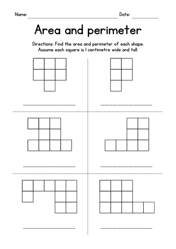 Counting Squares and Edges Area and Perimeter Teaching Resources