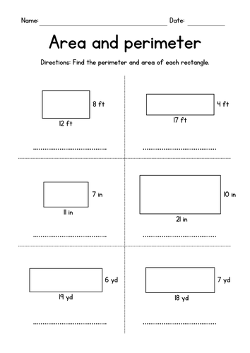 Area And Perimeter Of Rectangles Customary And Metric Units Teaching Resources 5756