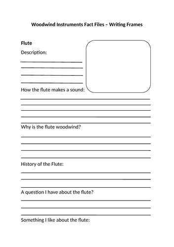 Woodwind Instruments Fact File Writing Frames
