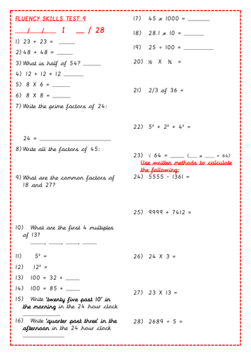 Weekly Arithmetic Tests (Year 4/5/6) | Teaching Resources