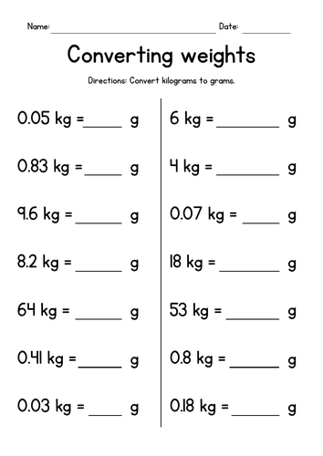 Converting Metric Units of Mass - Kilograms and Grams