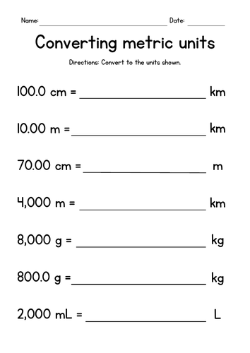 Converting Metric Units of Length, Weight and Capacity