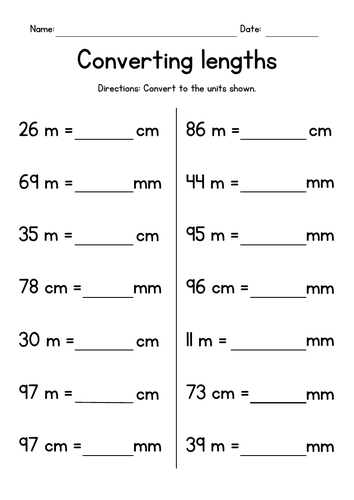 Converting Metric Lengths - Meters, Centimeters and Millimeters