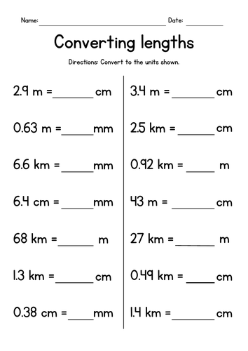 Converting Metric Lengths - Kilometers, Meters, Centimeters and Millimeters