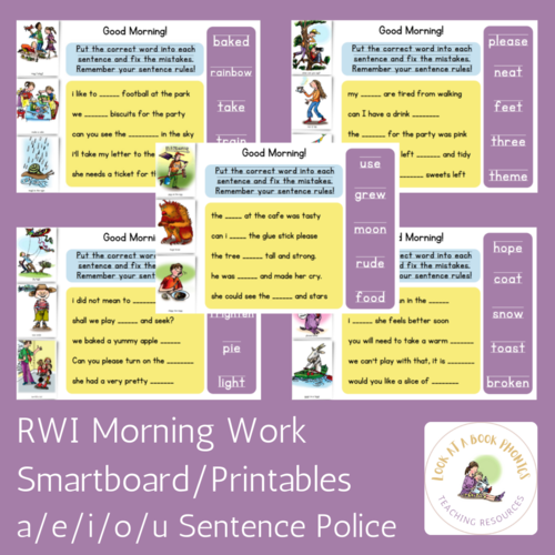 RWI Sentence Doctor Morning Work Bundle Set 2/3/AS - a/e/i/o/u ...
