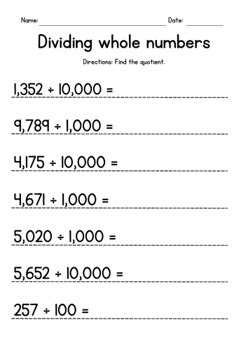 Dividing Whole Numbers by Powers of 10