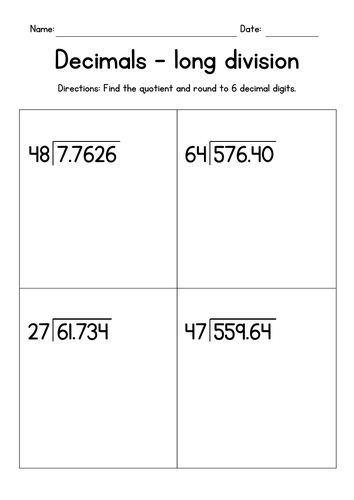 Dividing Decimals by 2-Digit Whole Numbers
