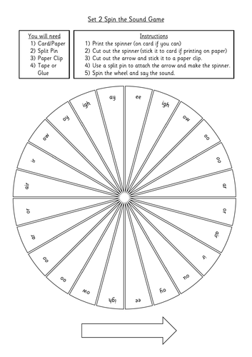 RWI Set 2 Sound Spinner Game Worksheet | Teaching Resources