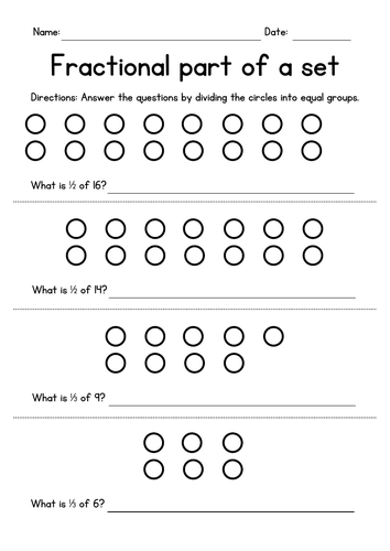 Fractional Part of Sets - Fractions Worksheets