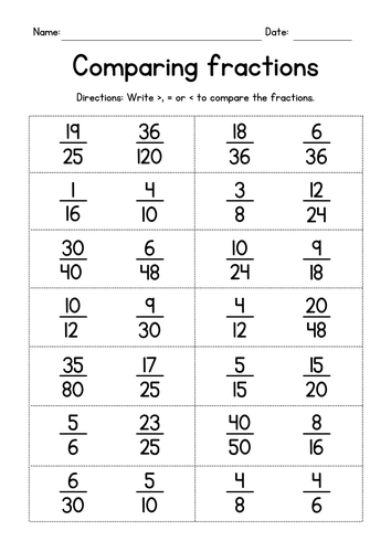 Comparing Proper Fractions with Unlike Denominators