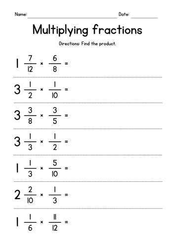 Multiplying Proper Fractions by Mixed Numbers