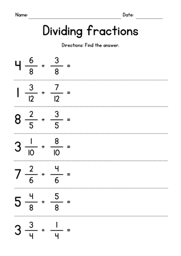 Dividing Mixed Numbers by Fractions with Like Denominators