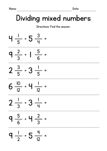 Multiply Divide Mixed Numbers Worksheet