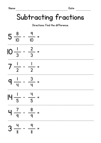 Subtracting Fractions from Mixed Numbers