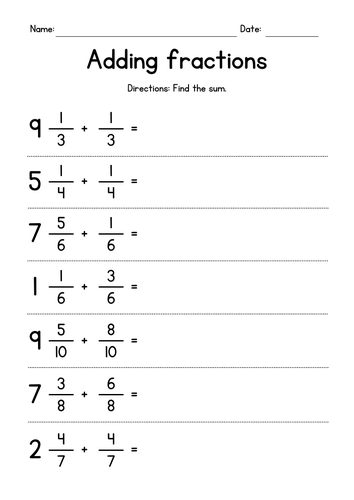 Adding Mixed Numbers & Fractions (like denominators)