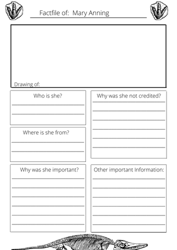 Mary Anning Fact File Template | Teaching Resources