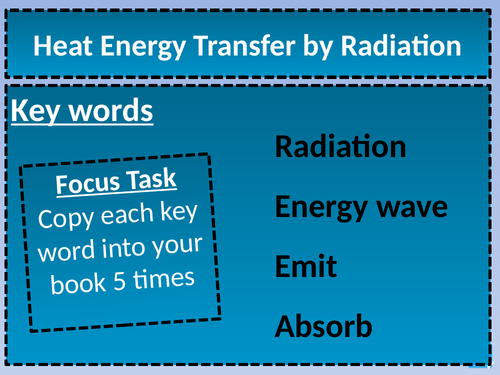 Heat Energy Transfer by Radiation