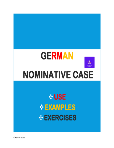 German Grammar The Nominative Case Teaching Resources