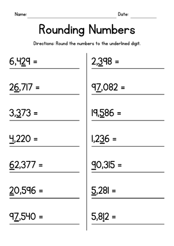 Rounding Numbers Worksheets