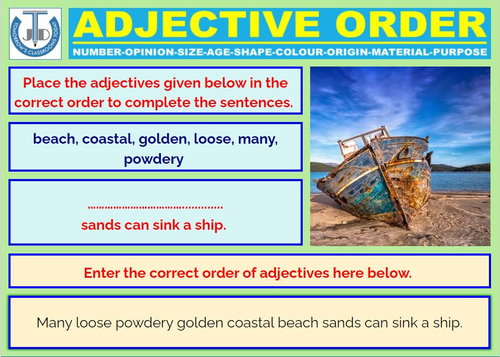 ADJECTIVE ORDER - 49 BOOM CARDS | Teaching Resources