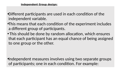 experimental designs psychology a level