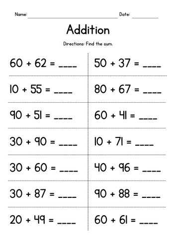 Adding Whole Tens to 2-Digit Numbers