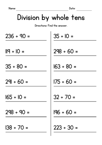 Division by Whole Tens (with remainder)