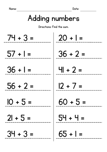 Adding 2-Digit and 1-Digit Numbers (no regrouping)