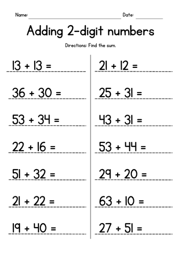 Adding Two 2-Digit Numbers (no regrouping)