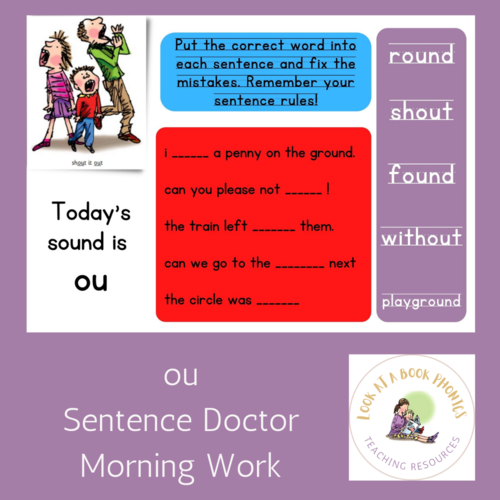 RWI Set 2 Sentence Doctor Morning Work Slides/Printable 12 Pack