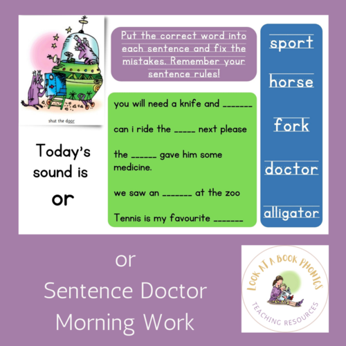 RWI Set 2 Sentence Doctor Morning Work Slides/Printable 12 Pack