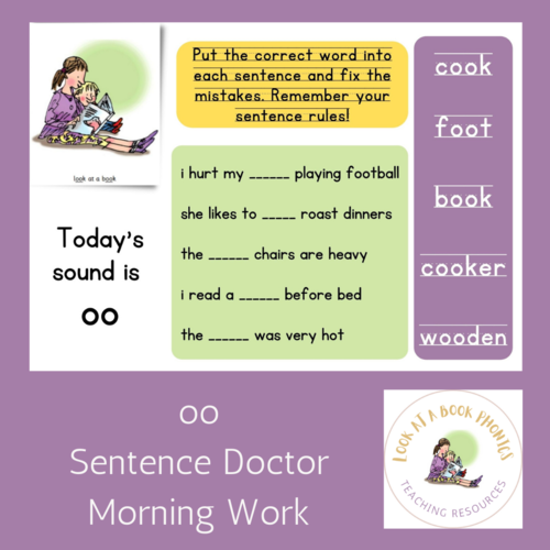 RWI Set 2 Sentence Doctor Morning Work Slides/Printable 12 Pack