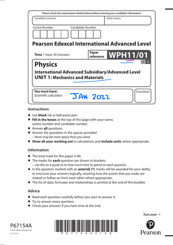 Guided Solution Edexcel Ial Unit 1 Wph1101 January 2022 Walkthrough Teaching Resources 6009