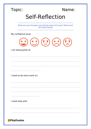 Self-Assessment and Reflection Worksheet for Students and Teachers ...