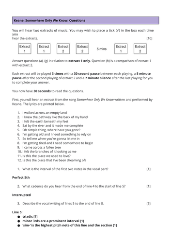 Eduqas Music A Level Rock and Pop Q2 practice listening questions